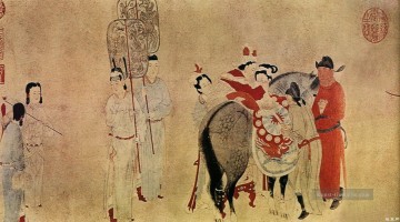 钱选 Qian Xuan Werke - Yang guifei Montage eines Pferdeteils alte China Tinte